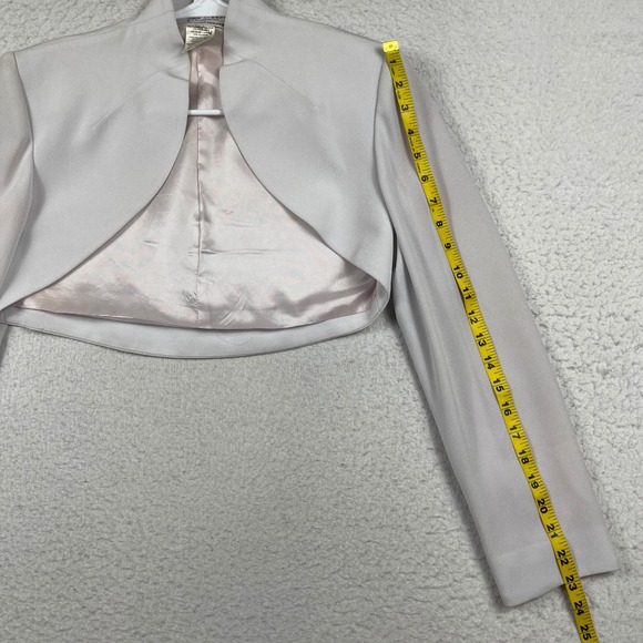 Daymor Couture Bolero Jacket Womens 8 Silver Champagne Cropped Open Front Formal - Picture 6 of 11